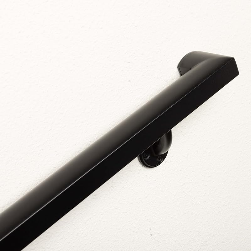 Kit pasamanos aluminio soportes pared textura negra 7ft