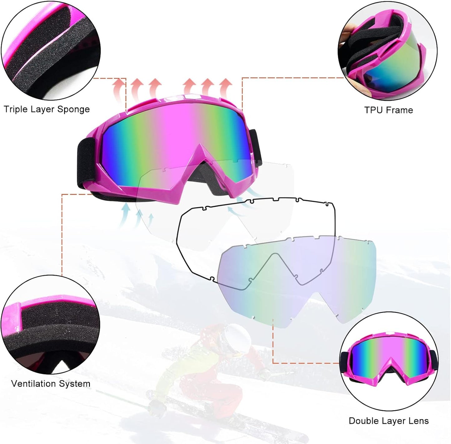 Gafas motocross para hombres mujeres y jóvenes MX