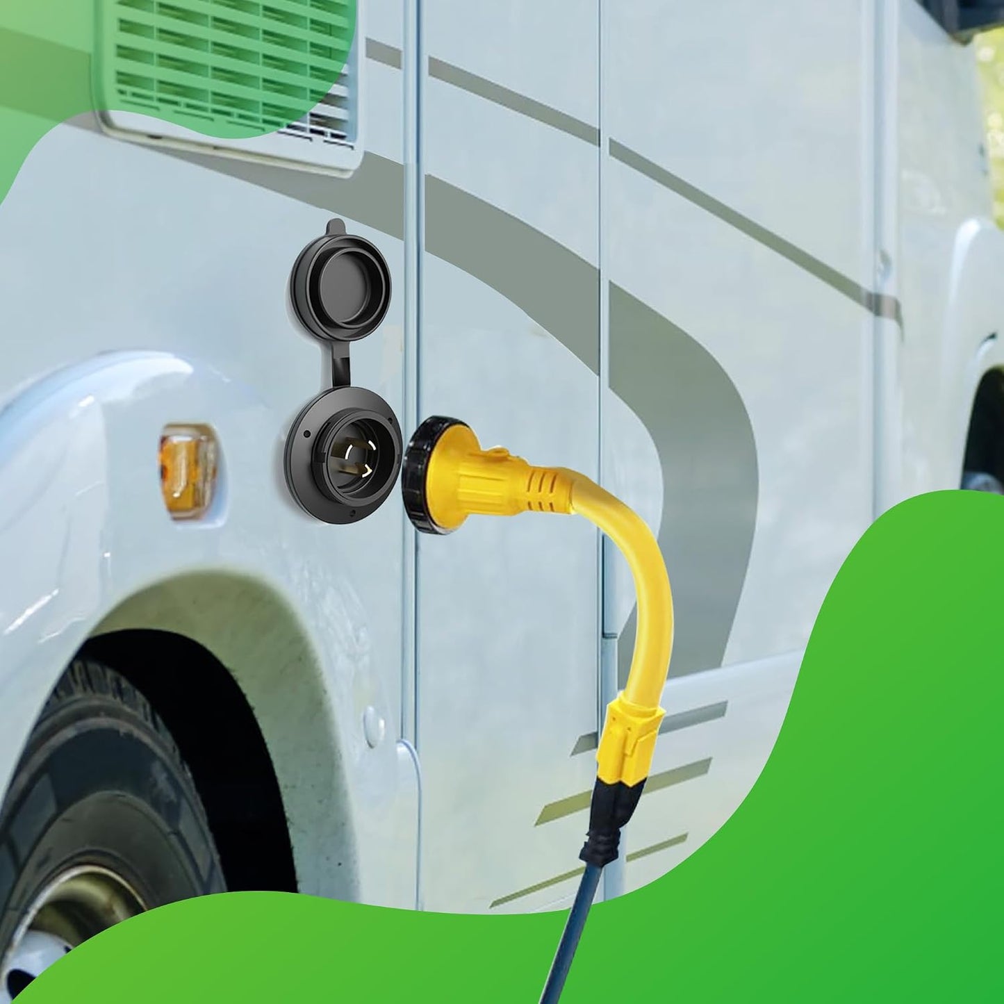 Entrada eléctrica RV 30A con enchufe NEMA L5-30P acero inox