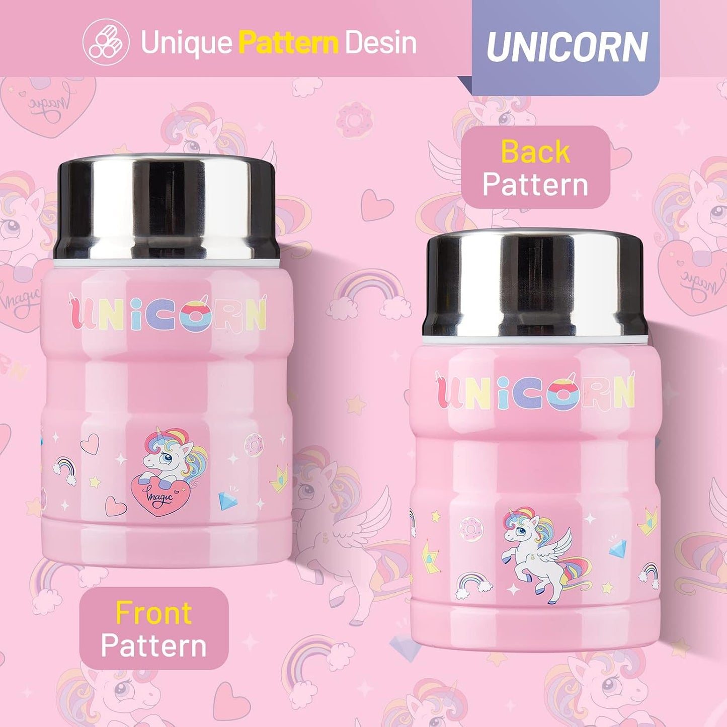Termo 17oz comida caliente con cuchara plegable tapa