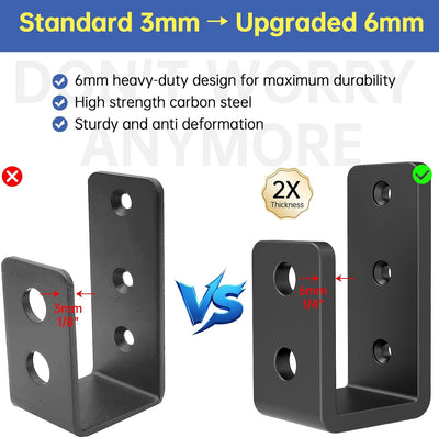 Soportes puerta forma U refuerzo metal negro 2 pzas