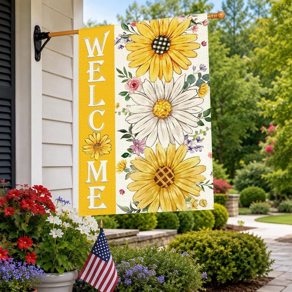 Bandera floral doble cara 28x40" para jardín