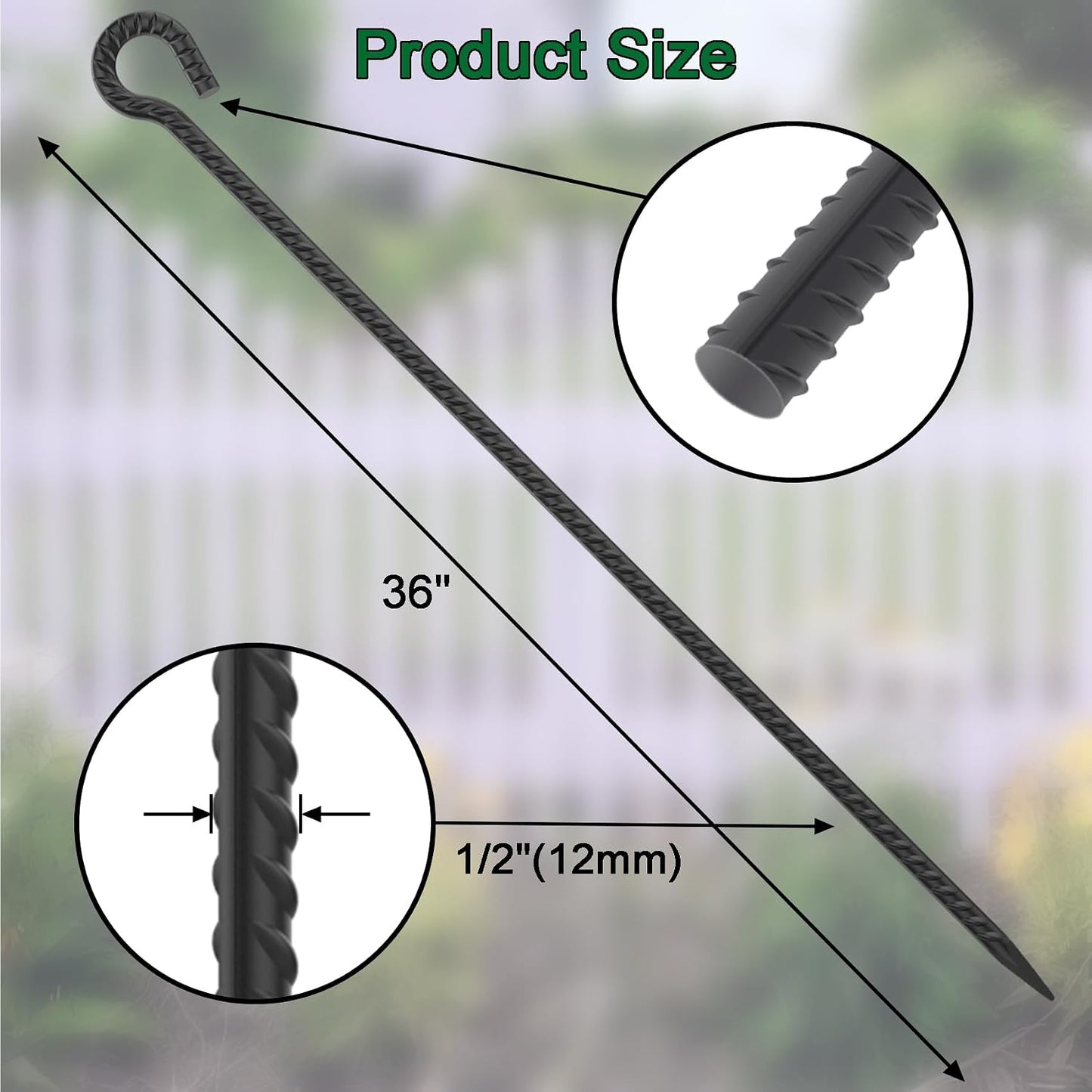 Estacas refuerzo 1/2pulg 91cm pack 6 acero tienda campaña