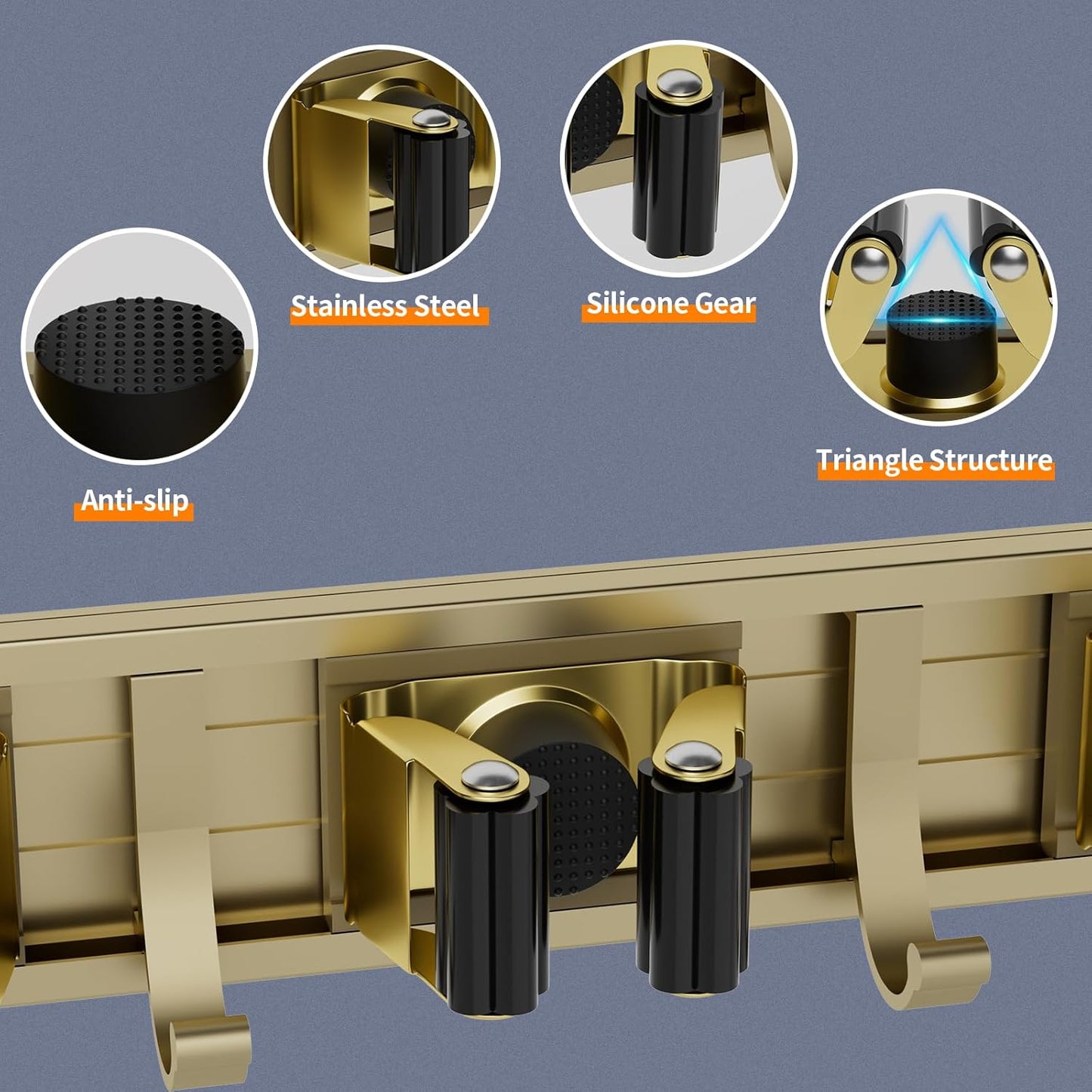 Soporte pared escoba trapeador estante garaje 4 estantes