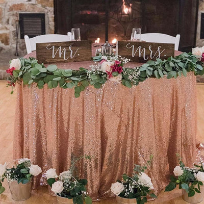 Mantel redondo purpurina 132pulg para boda y fiestas oro rosa