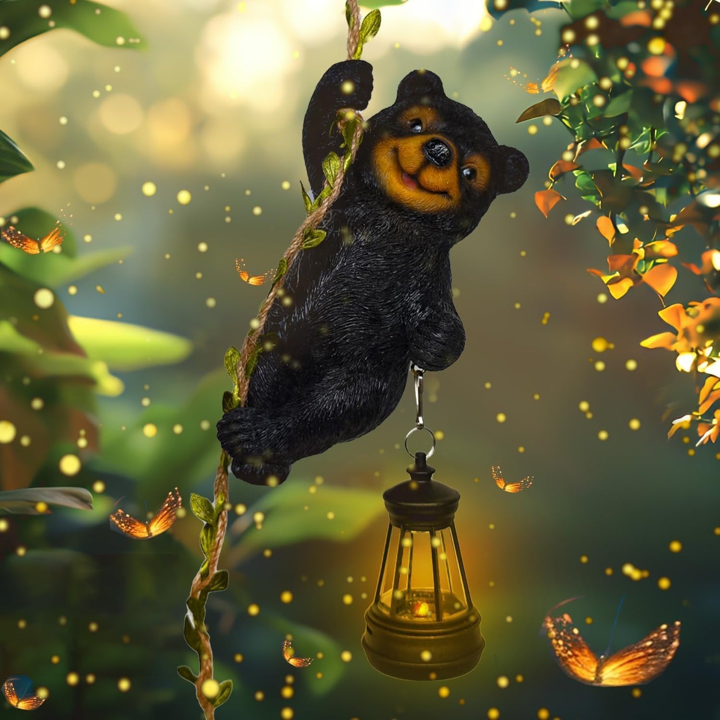 Figura oso solar con luces para decorar patio exterior hogar