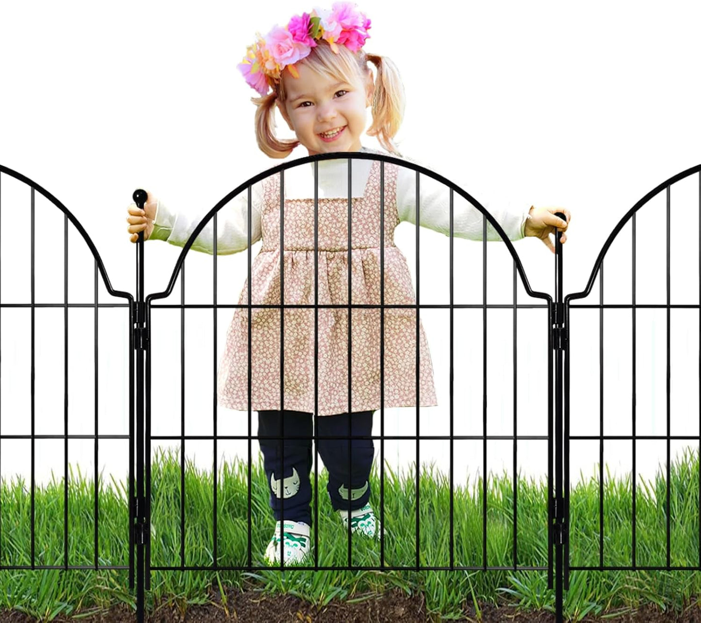 Valla decorativa metal jardín 6 paneles 25" x12.2ft