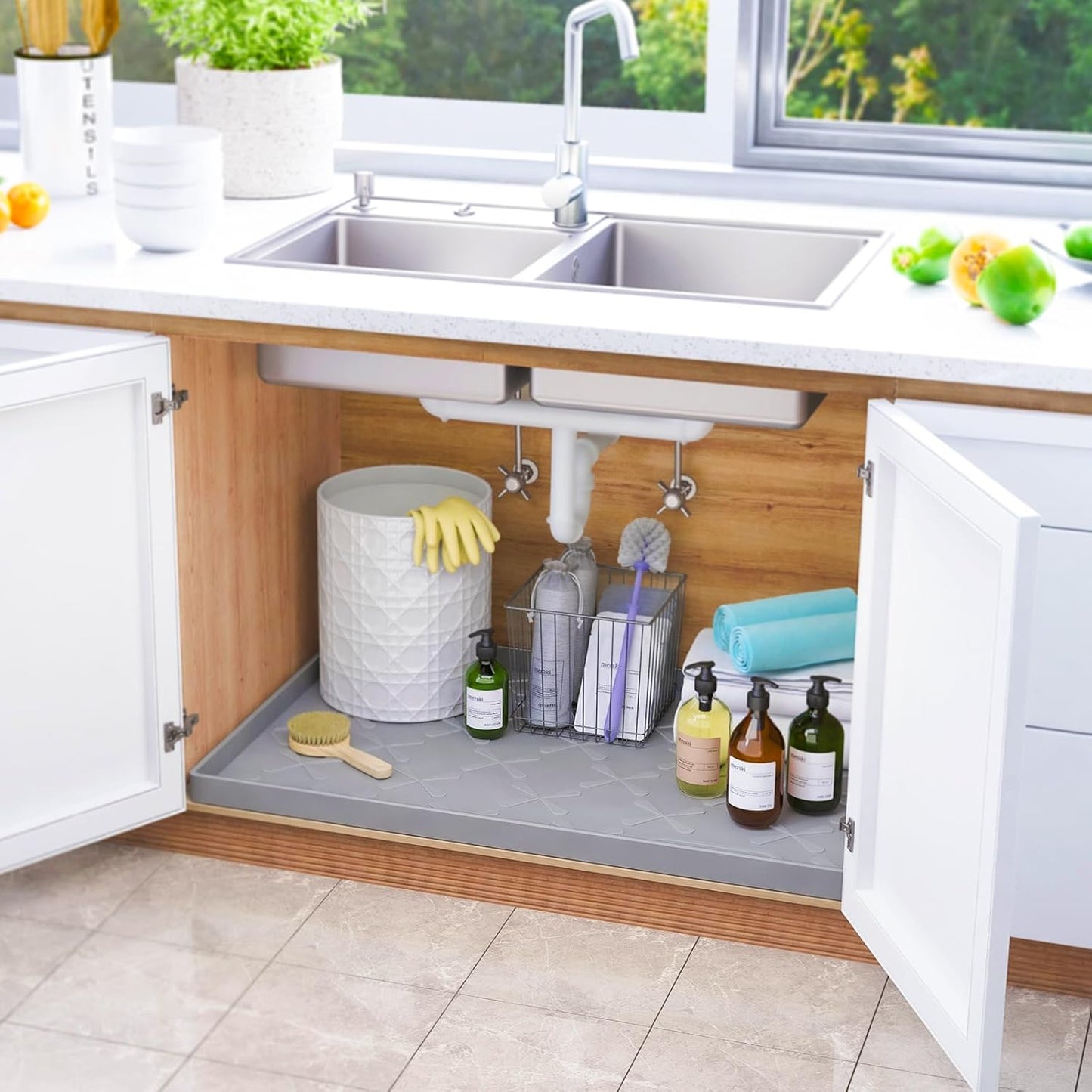 Tapete silicona cocina impermeable 31x22" con borde elevado