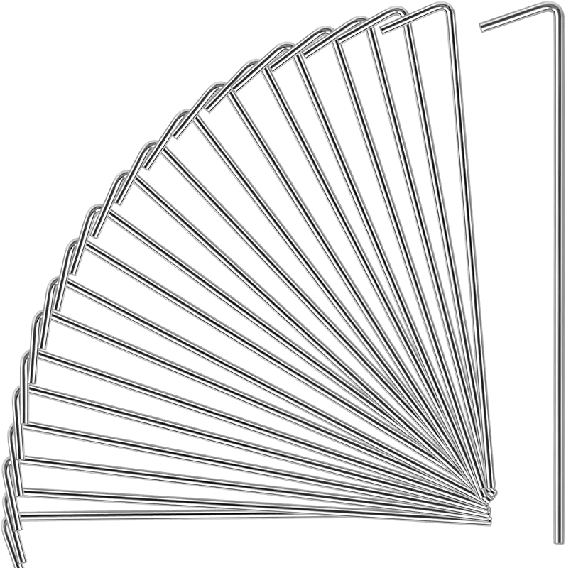23 Pzas Estacas Metal con Gancho Plateadas para Camping