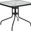 Mesa auxiliar cuadrada vidrio templado 31.5pulg marco metal