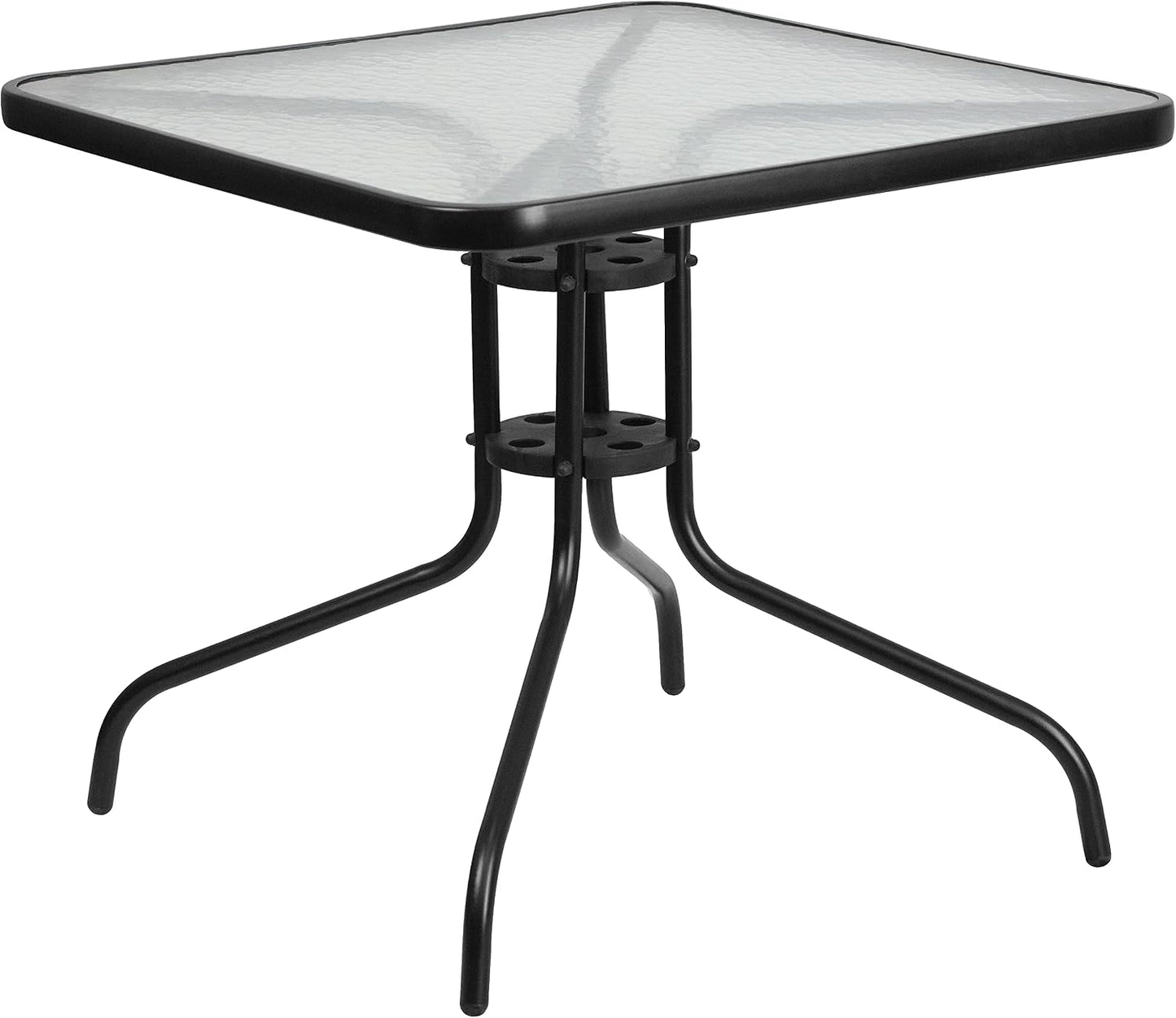 Mesa auxiliar cuadrada vidrio templado 31.5pulg marco metal