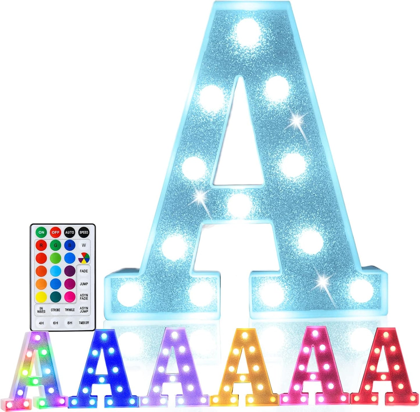 Letras led 18 colores con control remoto para fiesta boda