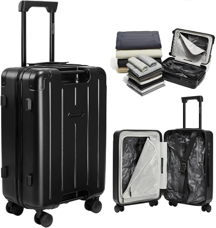 Maleta equipaje mano 20pulg con bomba aire USB 60L negro