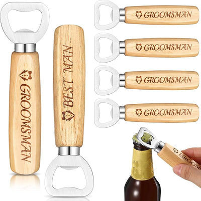 6 Pzas Abrebotellas y Abrelatas de Madera Regalo Boda