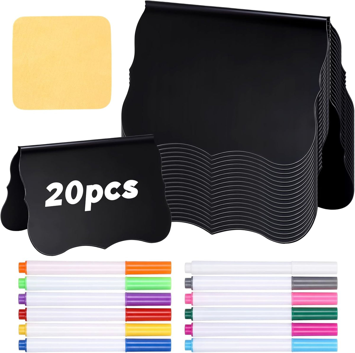 Letreros de pizarra para alimentos Novabright 3.9 x 2.7 pulgadas con 12 tizas reutilizables