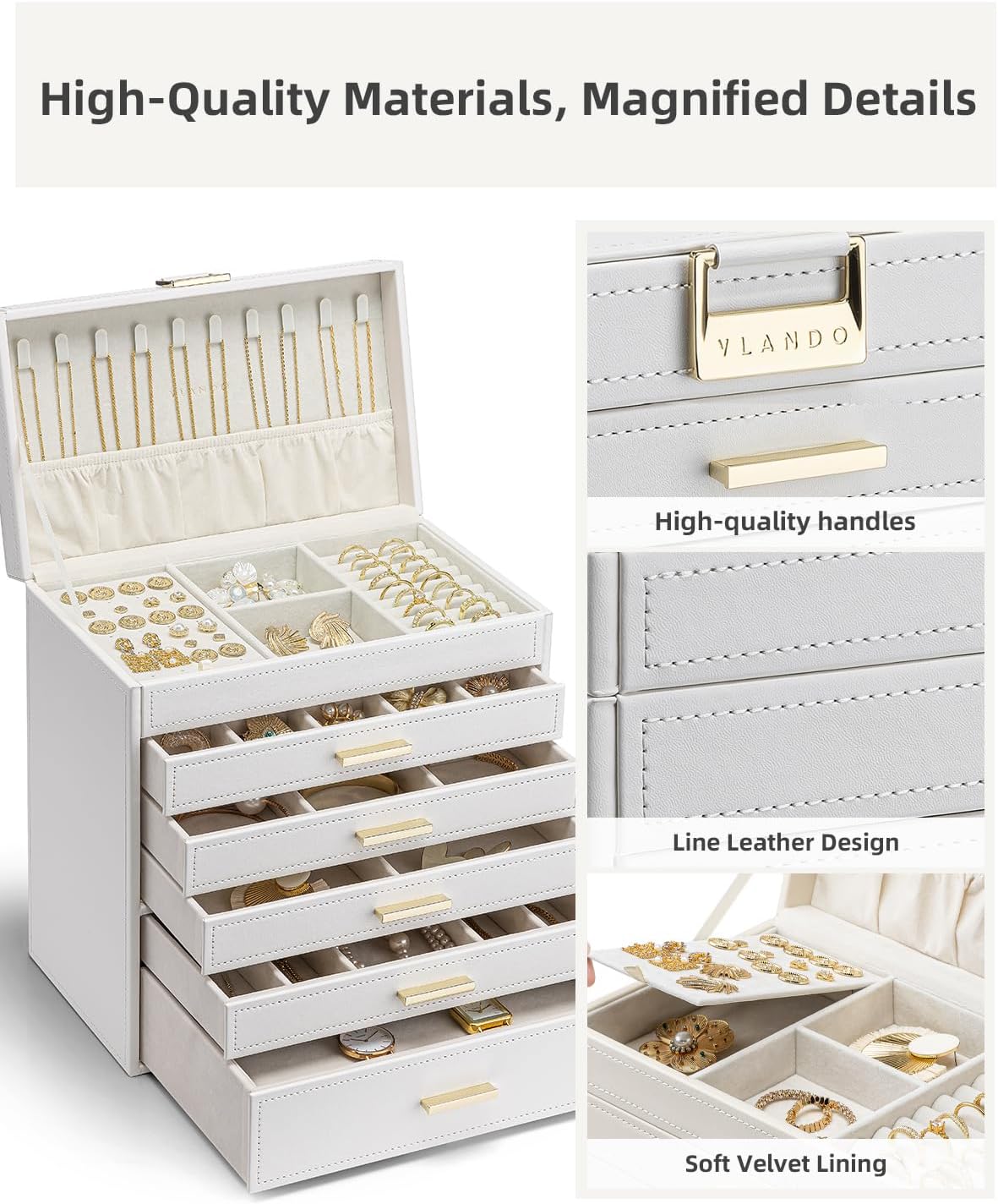 Caja organizadora joyas 6 capas para collar anillo