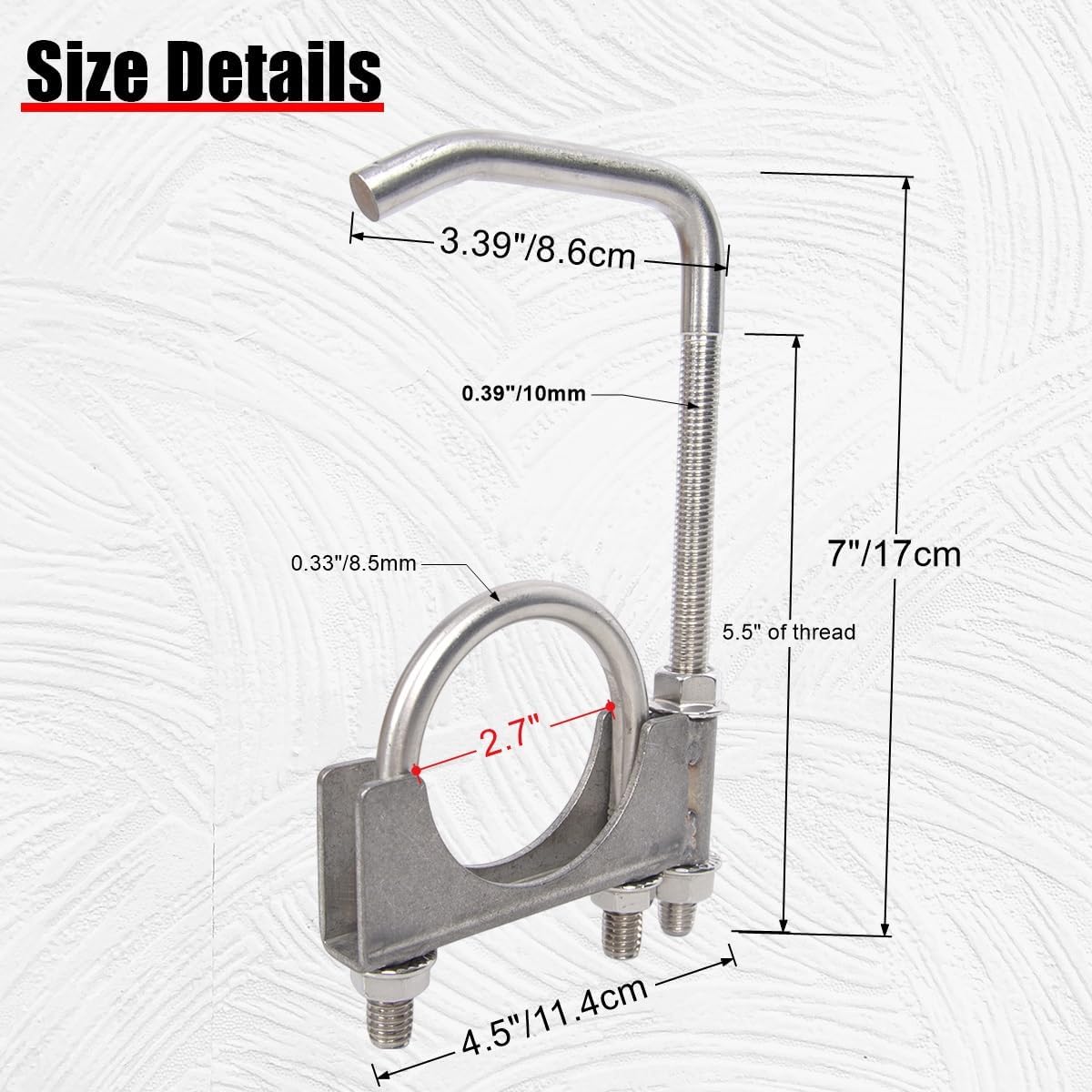 Abrazadera escape acero inox 2.5" varilla colgante