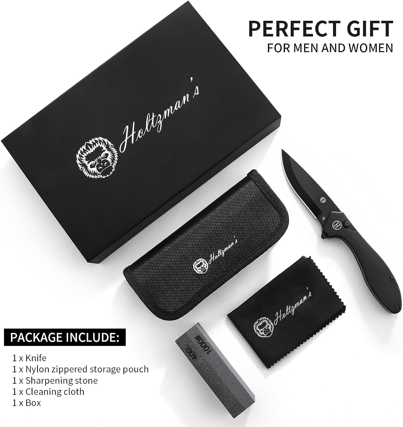 Cuchillo plegable EDC acero D2 mango G10 con estuche