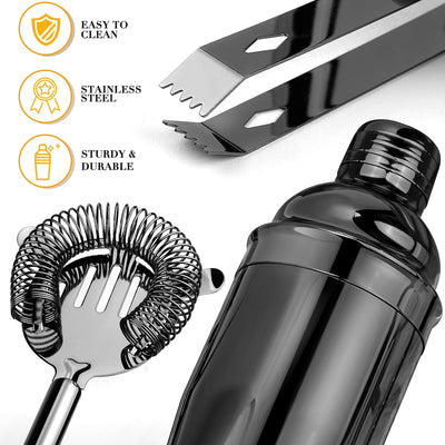 Juego coctelera acero inox con soporte y accesorios