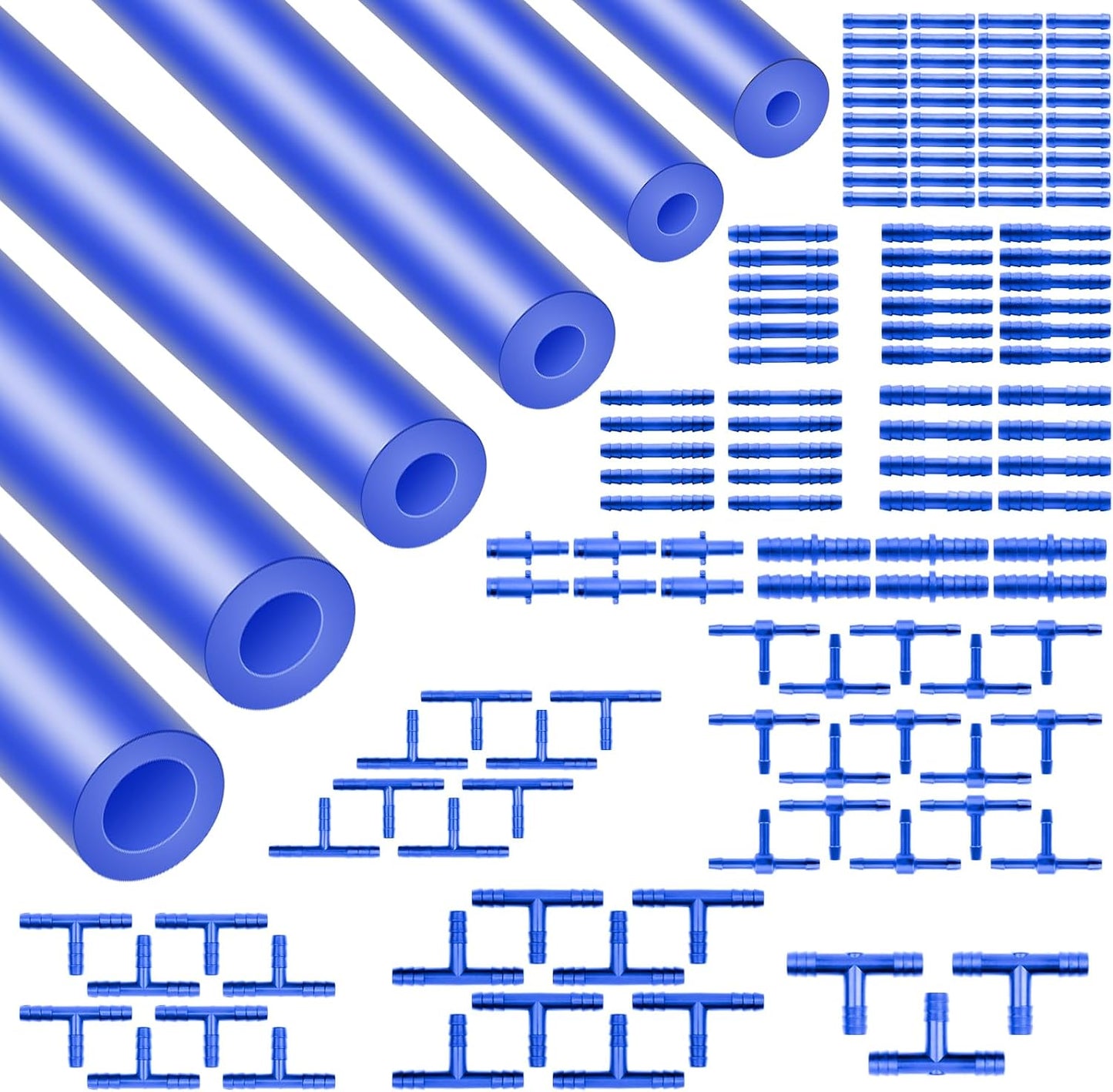 Kit mangueras vacío 6 pzas 1/8-3/8" azules