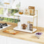 Organiz. baño estante madera para tocador y maquillaje