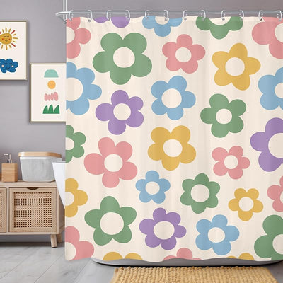 Cortina ducha retro floral estilo danés 72x72pulg