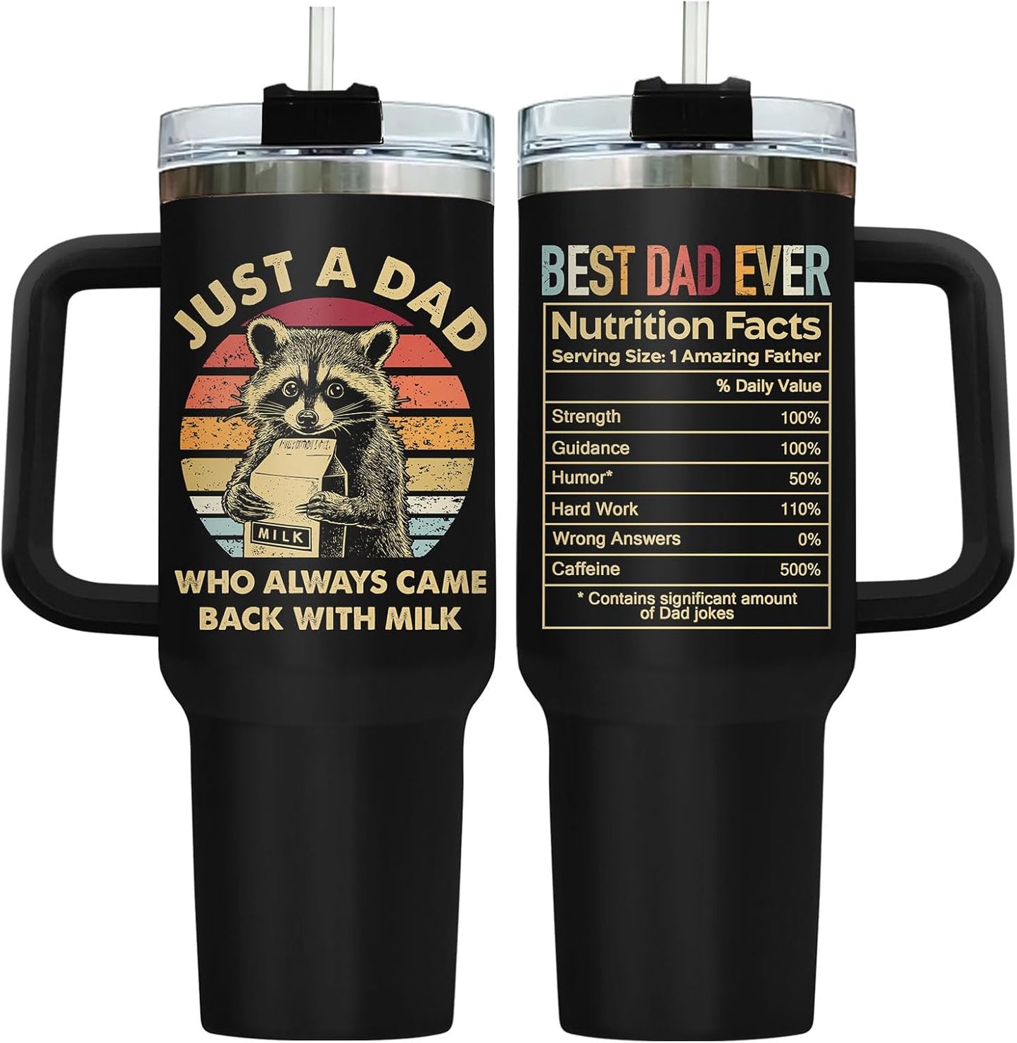 Taza de viaje mapache 40oz regalo padre divertido