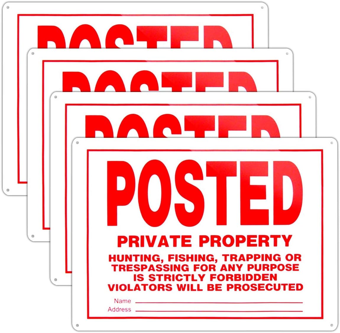 4 Pzas Señal Prohibido Entrar Aluminio 10x14" Uso Exterior