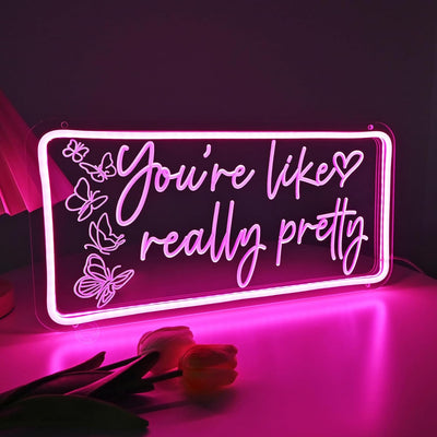 Letrero neón LED rosa para dormitorio niña