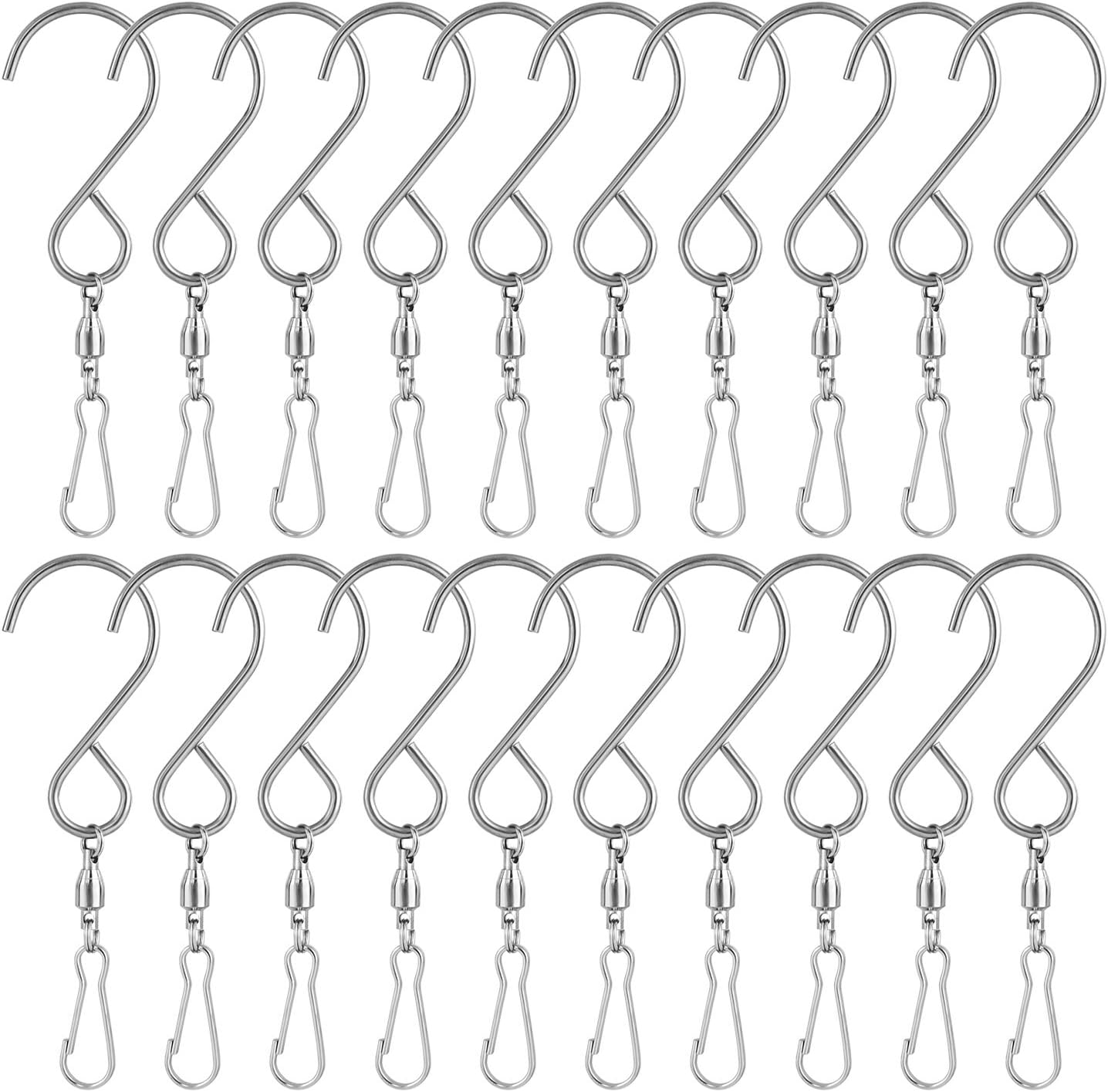 20 Clips Giratorios para Campanillas de Viento Plateado