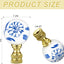 2 Remates Florales Porcelana Azul Blanca 1.2pulg para Lámparas