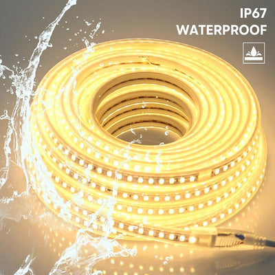 Tiras luces LED exteriores 16.4ft 110V IP67 3000K blanco
