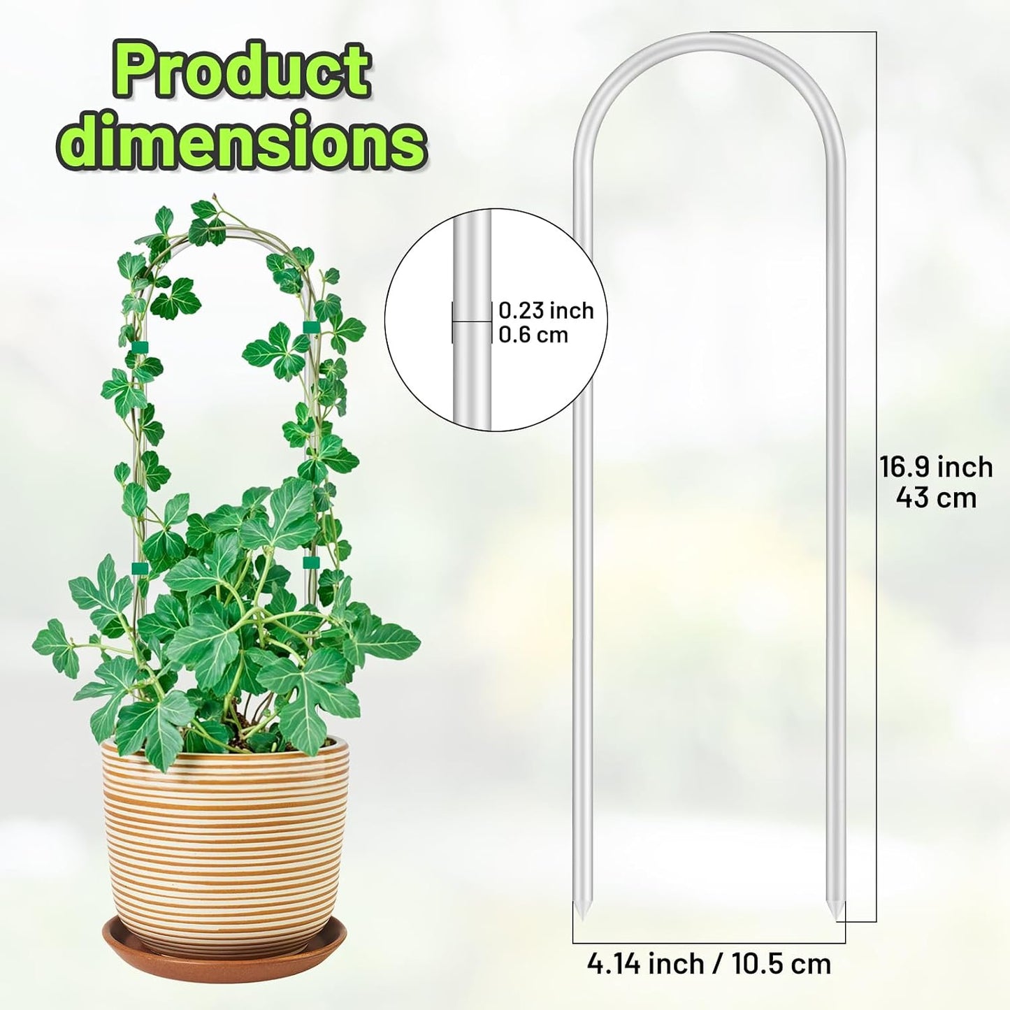3 Enrejados Acrílicos Forma U para Plantas Trepadoras 16pulg