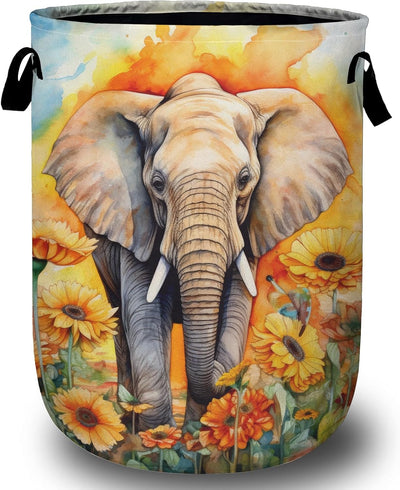 Cesta lavandería elefante girasol plegable 15.7x19.6