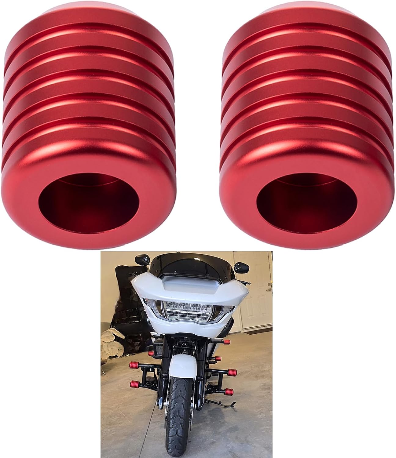 Barras deslizantes choque Harley rojo CNC