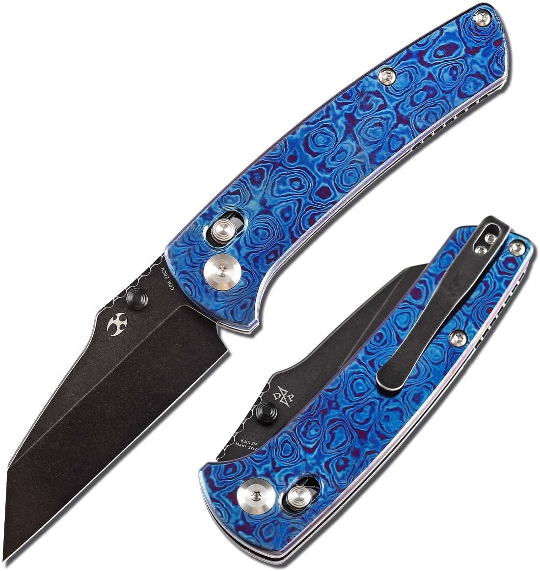 Cuchillo bolsillo EDC hoja 8.53cm mango Timascus bloqueo