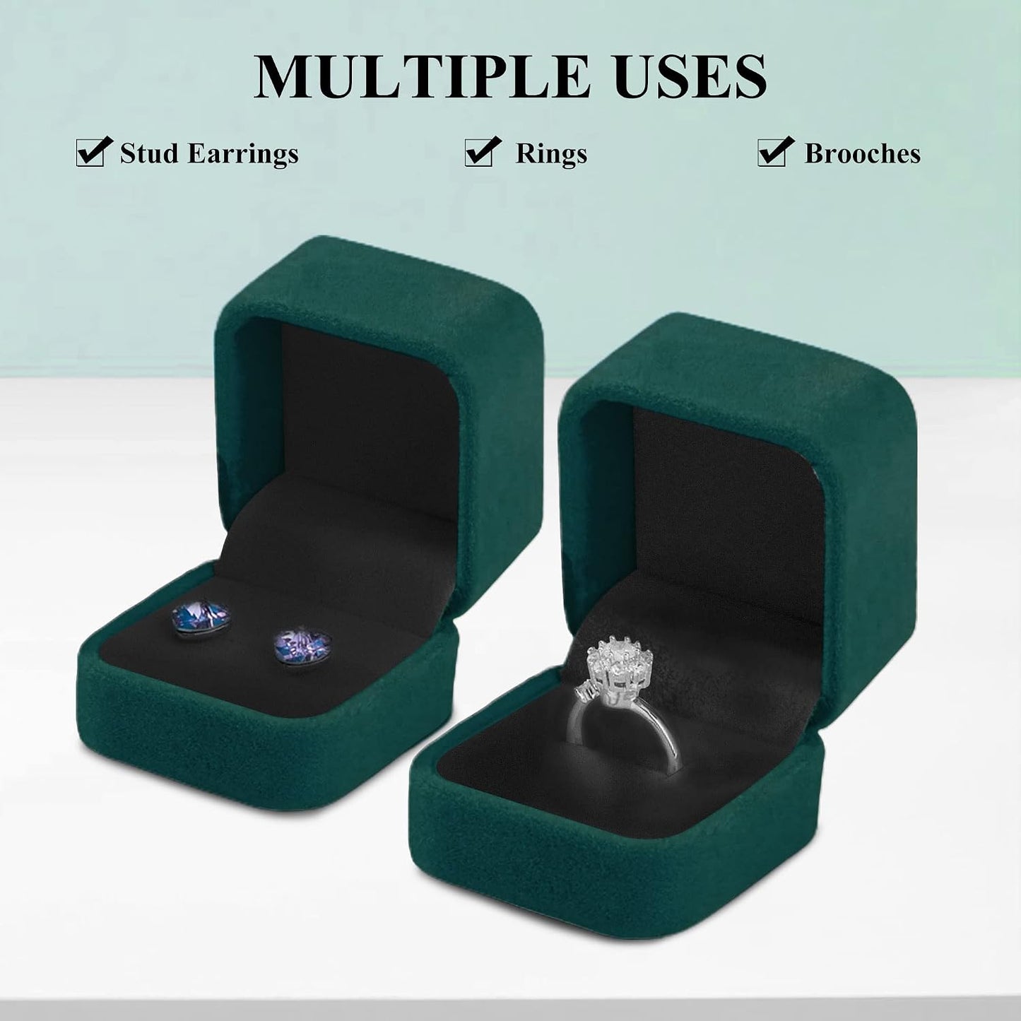 2 Cajas Terriopelo para Anillos y Pendientes Regalo