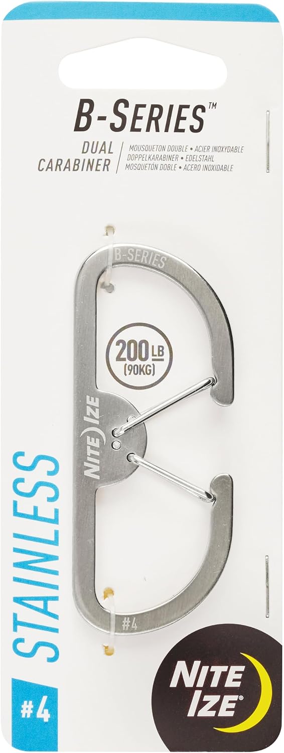 Mosquetón doble EDC acero inox tamaño 4