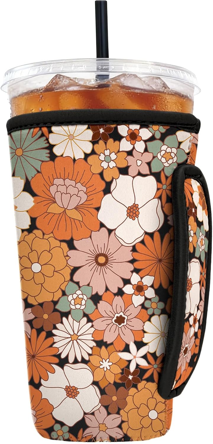 Funda neopreno reutiliz. para taza 16-32oz flor bohemia