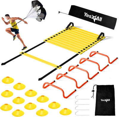Set Entrenamiento Velocidad Agility 12 Conos 5 Obstáculos