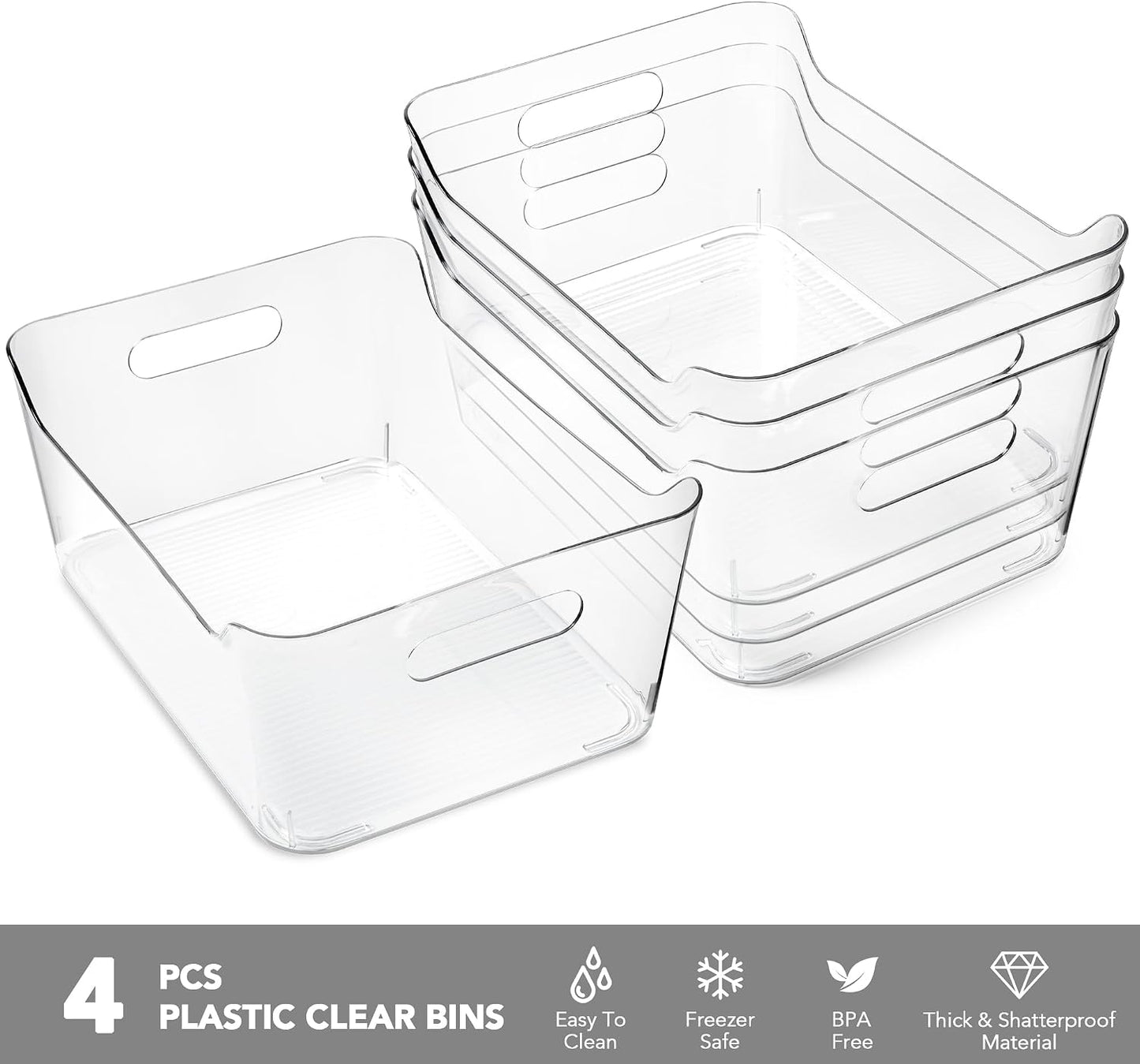 4 Pzas Cubos Plástico Organiz. Despensa 13.5x10"