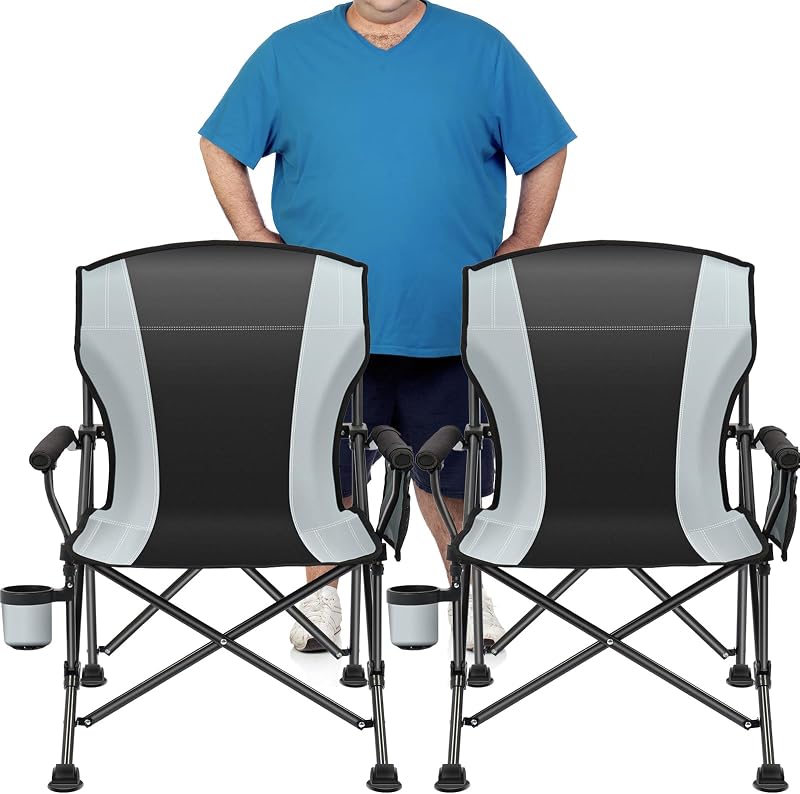 2 Sillas Camping Plegables Resistentes para Adultos 450lb