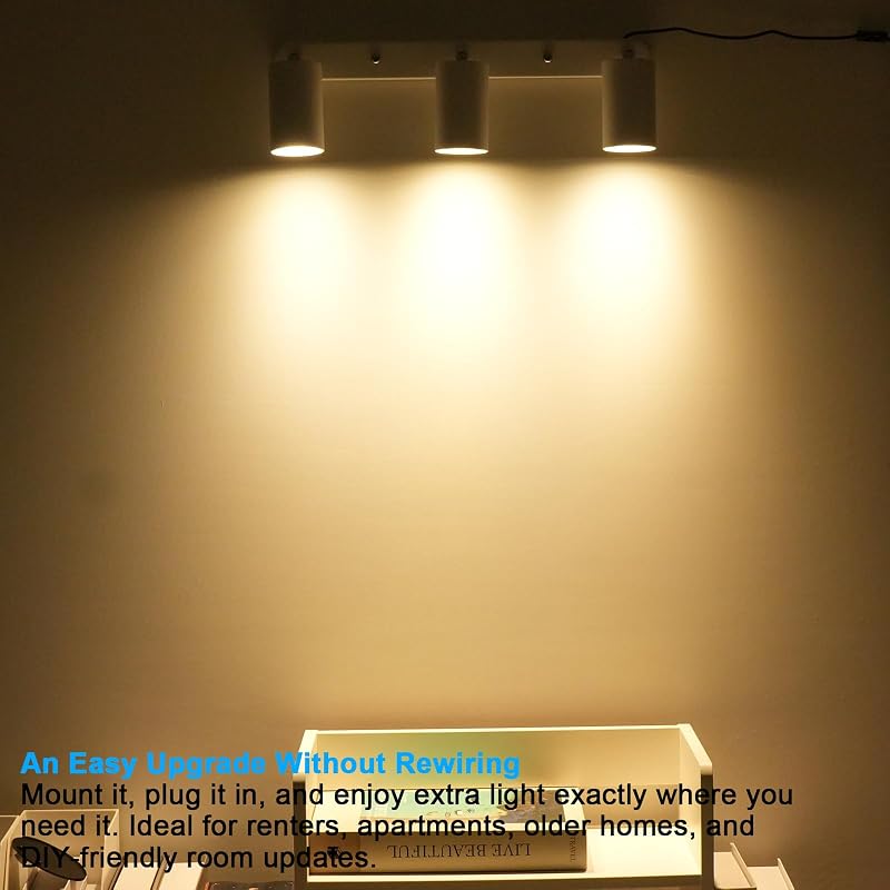 Iluminación riel enchufable con focos flexibles cocina sala