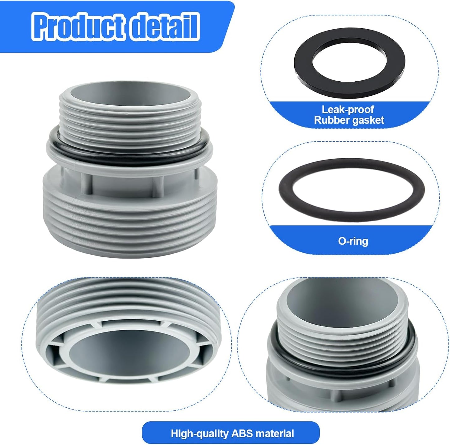 Kit 4560 adaptadores manguera piscina 1.575" a 1 1/2