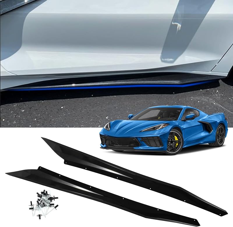 Faldas laterales Chevy Corvette C8 ZKit Negro Brillante