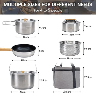 Set utensilios cocina acero inox 304 viaje