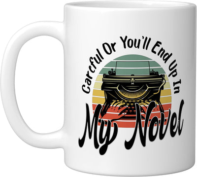 Taza cerámica para escritor humorístico blanco