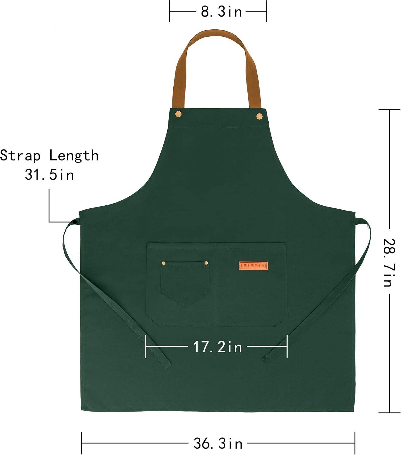 3 Pzas Delantal Impermeable Ajustable con 2 Bolsillos Cocina