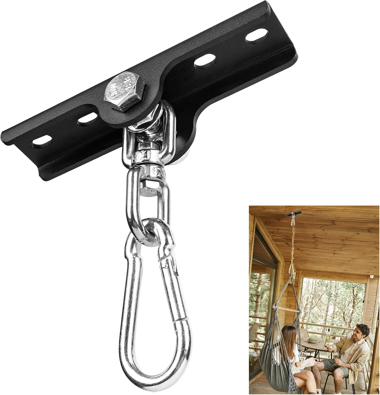 Colgador giratorio metal 360° para hamaca parque infantil