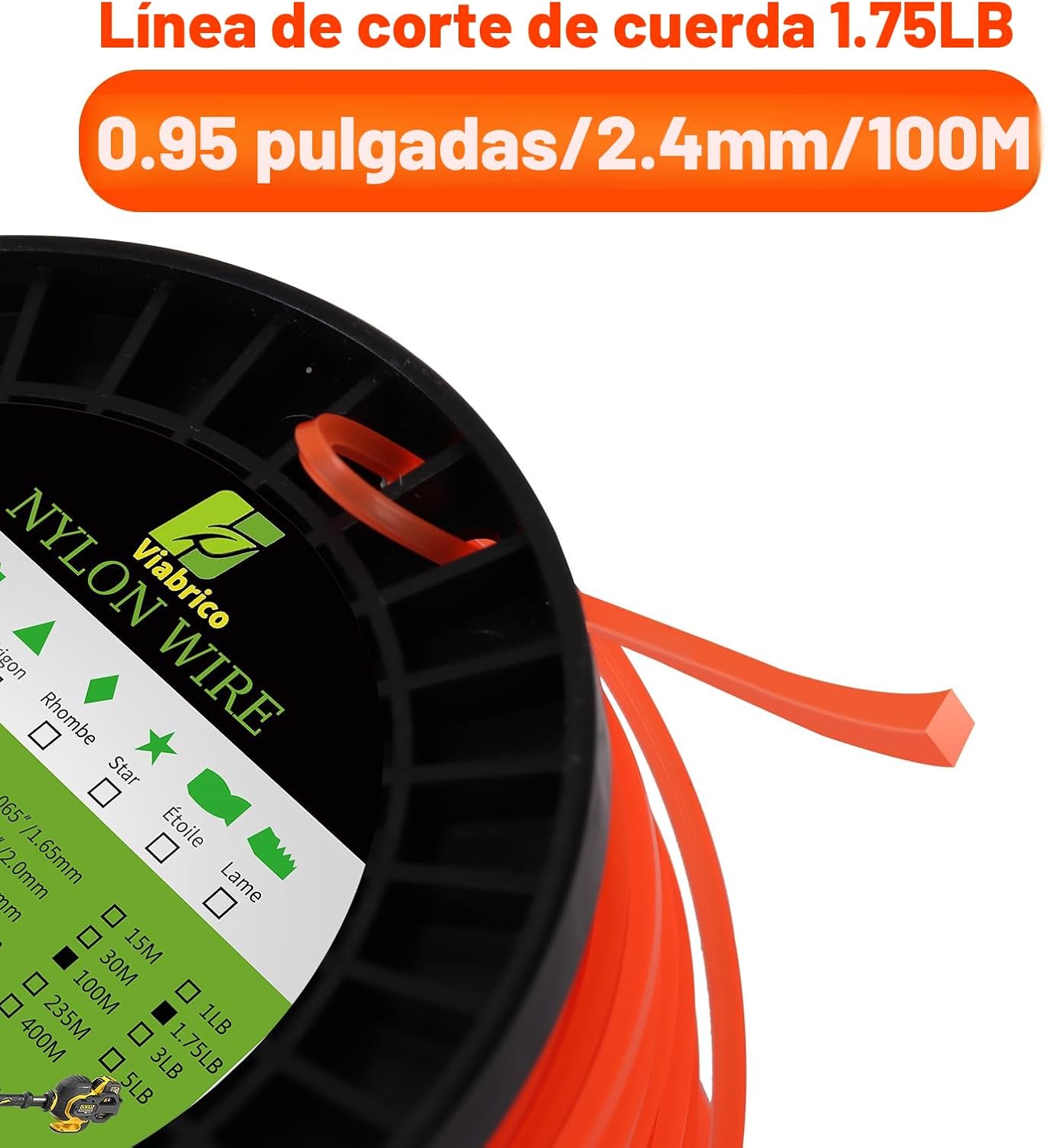 Recortadora cuerda cuadrada naranja 0.095" 330pies